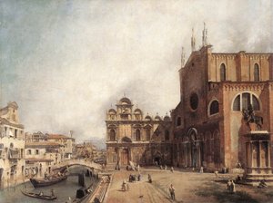 Santi Giovanni e Paolo and the Scuola di San Marco by Giovanni Antonio Canal